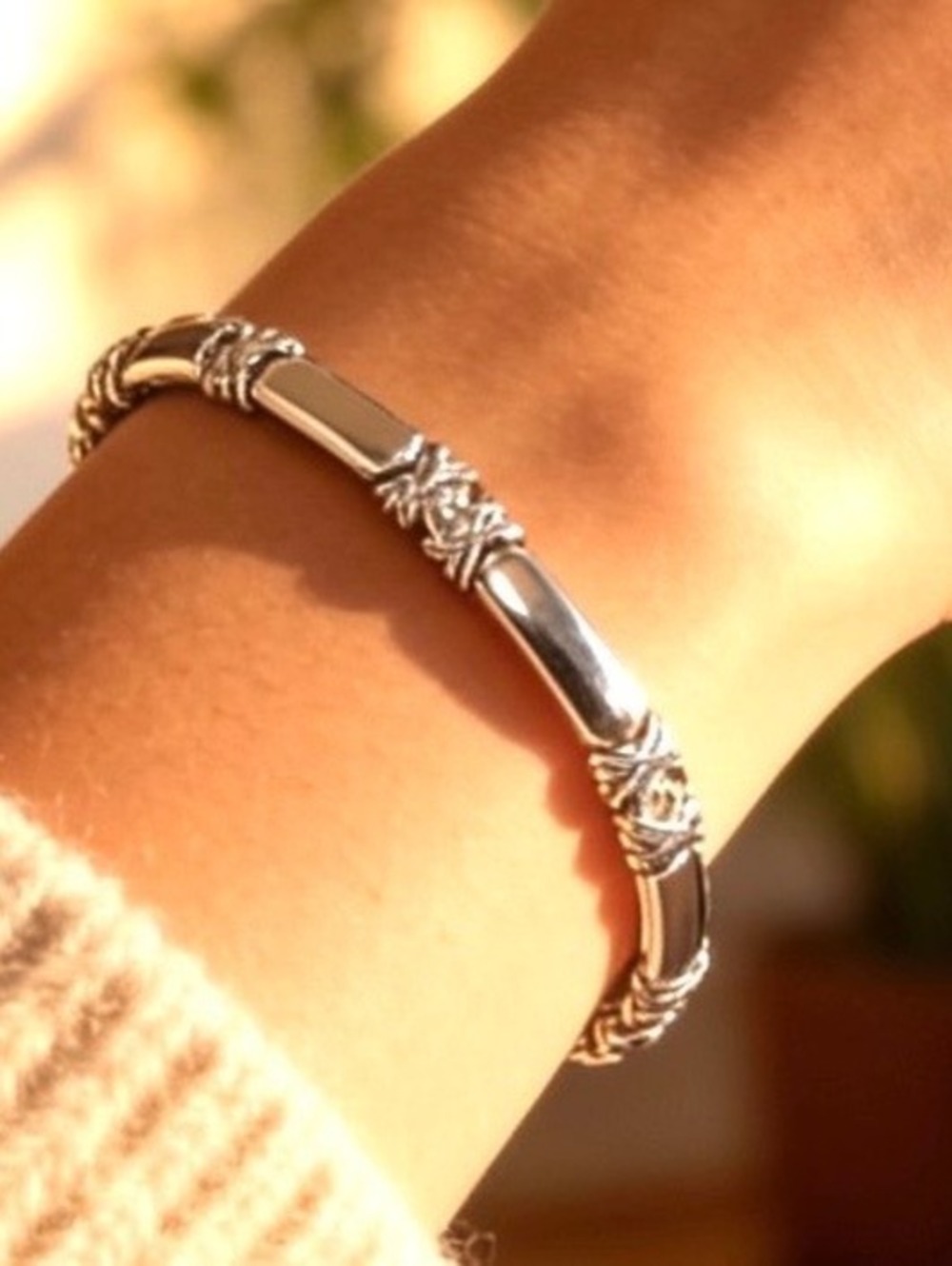 Sterling Silver Stationed Tennis Bracelet CZ Adjustable